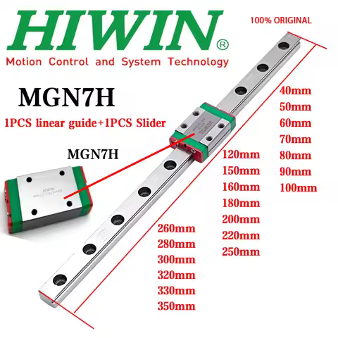 Original HIWIN MGN7H Linear Rail Sliding Block Set, 7mm Width Linear Motion Guide Rail for CNC Machi