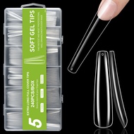 240Pcs/box Fake Nails Extra Long Plumbing Nail Patch Fake Nail Patch Boxed Clear Full Coverage Fake 