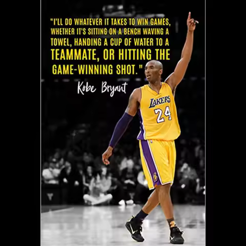 Kobe Bryant Black Mamba Mentality Canvas Poster Inspirational Basketball Quote Wall Art for Home Dec