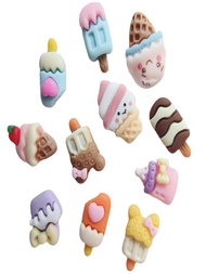 50入組卡通迷你餅乾,棒冰淇淋,奶瓶形狀DIY樹脂配件適用於手機外殼,髮飾,冰箱貼紙