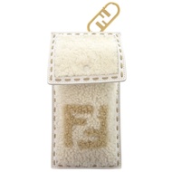 近新 Fendi 手機支架包掛飾，白色羊毛/皮革小袋，白色，1148 [二手] FENDI