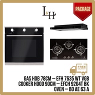 [BUNDLE] Gas Hob 78cm and Semi Integrated Hood 90cm and 6 Functions Oven 60cm