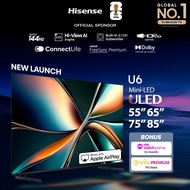 Hisense U6Q 55/65/75/85 inch ULED Mini LED AI TV | 144Hz | Hi-View AI Engine | 2.1CH Sound System