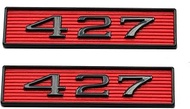 2Pcs 427 Engine Hood Scoop Emblems Badges 3D Decals Stickers Cars Trucks (Black Red)
