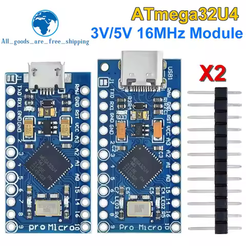 TZT Pro Micro ATmega32U4 5V 16MHz Original Chip Replace ATmega328 For Arduino Pro Mini With 2 Row Pi