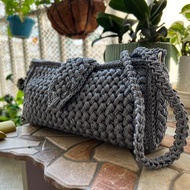 全手工編織銀灰色包包