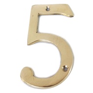4" Brass Office Fence House Number Plate Brass Number Plate - No. 5