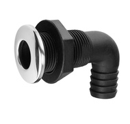 【Exclusive Limited Edition】 Boat 90 Degree 5/8 3/4'' Hose Elbow Bilge Pump Drain Black Nylon With Stainless Thru Hull Fitting