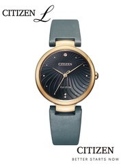 CITIZEN L นาฬิกาข้อมือผู้หญิง Eco-Drive EM0853-14H Satin Leather Lady Watch ( พลังงานแสง )