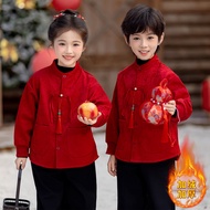 Boy Hanfu Winter One-Year-Old Dress Boy Baby New Chinese Style Suit Small Medium Children Red Two-Pi