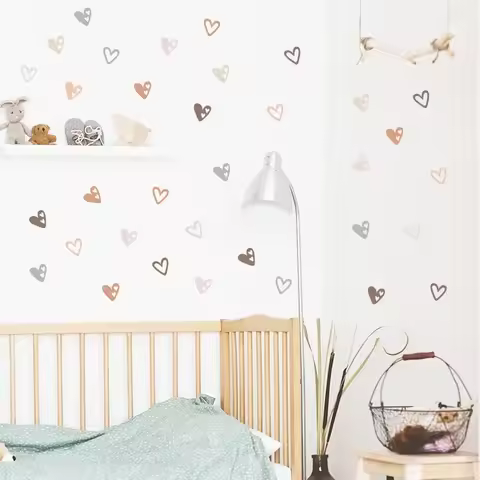 24pcs Heart Wall Sticker for Kids Room Baby Boy Baby Girl Room Decoration Wall Decals Living Room Be
