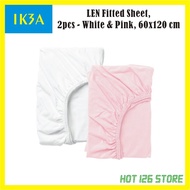 LEN Fitted Sheet / Cadar Katil Bayi, 2pcs - White & Pink, 60x120 cm