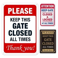 1pc Metal Warning Signs,"Keep Gate Closed And Locked At All Times"Metal Sign,Tin Sign For House, Bus