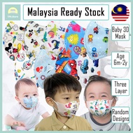 Baby Boy 3D 3ply Face Mask【Ready Stock Malaysia】Random Designs (6 months - 2years old) 10PCS/20PCS/50PCS