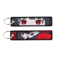 Kakegurui Anime Yumeko Jabami Keychain Embroidery Keytag Jet Tag Key Chain Ring Motor Sulam Fashion 