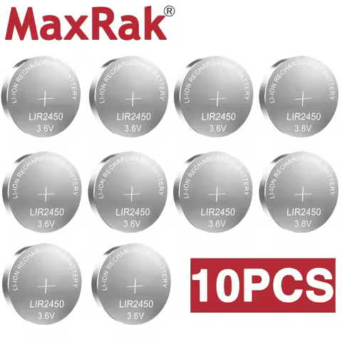 10PCS 3.6V LIR2450 Lithium Rechargeable Button Battery LIR 2450 Coin Cell for Watch Clock Car Key Re