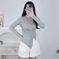 Xara Rib Knit Top: Korean Women's Long Sleeve Top: Women's T-Shirt