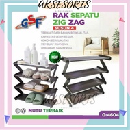 GSF G-4604 SHOE RACK 4-TIER ZIG ZAG SHOE RACK/ GSF 4604 4-TIER SHOE, SANDALS, SANDALS, AND SANDALS R