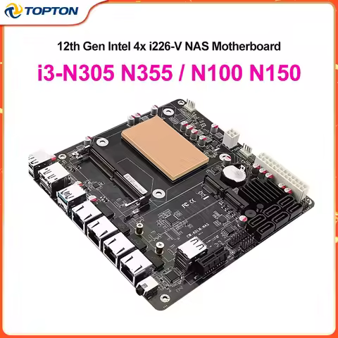 12th Gen Intel i3-N305 N355 N100 N150 NAS Motherboard 6-Bay 4x i226-V 2.5G 2*NVMe 6*SATA3.0 DDR5 Min