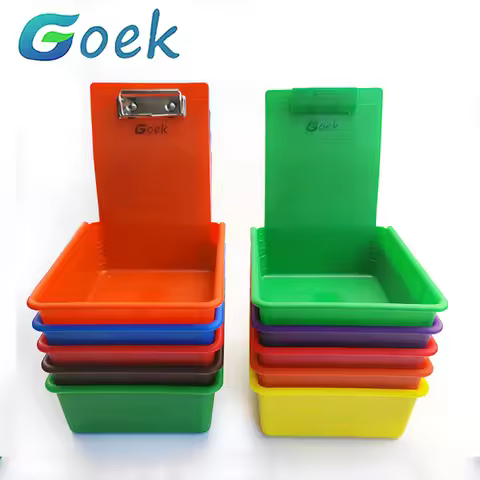 5pcs Dental Lab Storage Box Colourful PP Plastic Work Tray Pans Durable Case With Clip Holder Dentis