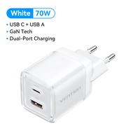 Vention 70W củ sạc nhanh GaN 2 cổng USB A Type C PD3.0 PPS Fast Charger cho iPhone 16 15 Pro Max Mac