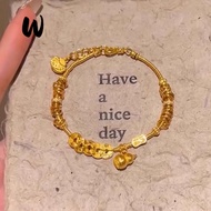 Bracelet Gold Qing Dynasty Five Emperors' Coins Scriptures Gourd Blessing Card Winding Bracelet Fema