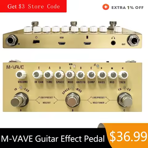 M-VAVE Cube BABY Rechargeable Multi Effects Pedal for Wooden Acoustic Guitar Recording Audio Interfa