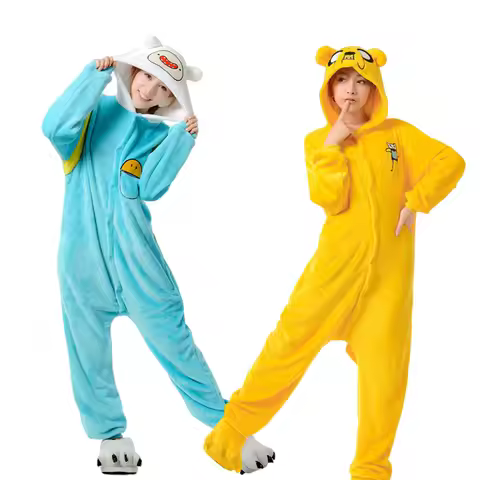 Adventure Time With Finn And Jake Adults Kigurumi Women Men's Onesie Pyjamas Halloween Party Cosplay