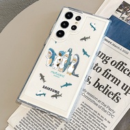Samsung S25 Ultra S24 FE S24 Ultra Cute Shark MOFUSAND Cat Hard Transparent Space Case for Samsung S