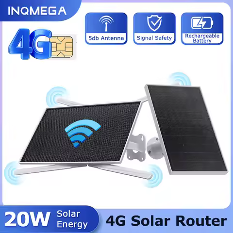 INQMEGA 4G Solar Outdoor Router 10W/20W 20100mAh Battery with SIM Card Slot IP66 Waterproof PTZ PIR 