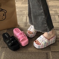 Women Sandals Thick Soled Open Toe Buckle Decorative Shoes Comfortable Corduroy Ladies Casual Sandal