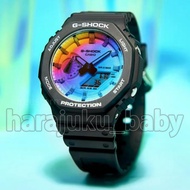 CASIO G-SHOCK 新款漸變彩虹透明夏日運動情侶表 GA-2100SRS
