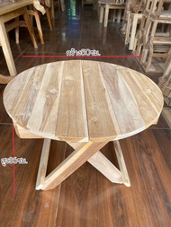 โต๊ะญี่ปุ่น โต๊ะไม้สักพับเก็บได้ โต๊ะกลม