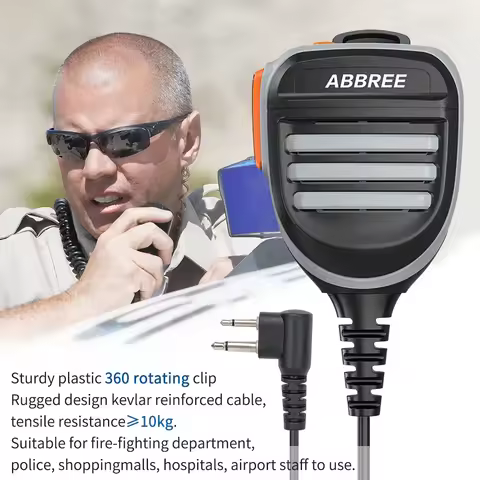 ABBREE AR-780 2 Pin PTT Speaker Mic Microphone M Plug For Motorola Walkie Talkie GP68/GP88/GP300/CT1