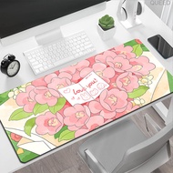 Non-slip Desk Mat Pink Flower Anime Mousepads Natural Rubber Cute Deskmat Home Office Computer Laptop Kawaii Mouse Pad