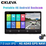 EKLEVA 7 Inch Car DVR 4G Portable GPS Navigation Dashboard 1080P FHD Dual Lens Android 8.1 Dashcam C