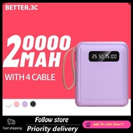 SG Spot 20000mAH Fast Charing Powerbank With 4 Cables Cute Mini Powerbank With Lanyard Portable Power Bank Digital Display LEDSpecial Promotion