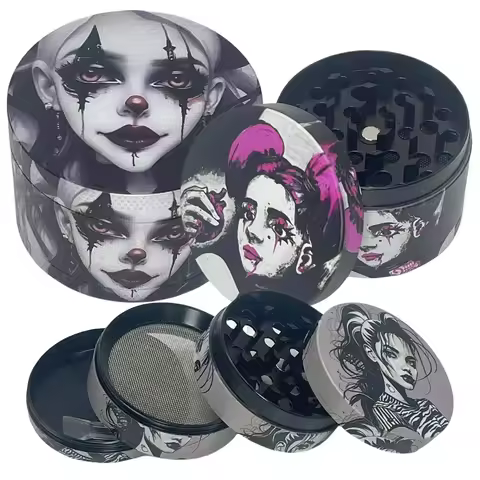 2inch Metal Gothic Girl Herb Grinder 4-Layer Pepper Spice Mill Mortar Grass Raw Tobacco Grinder Ciga