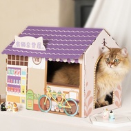 Cat House Cat Tree with Scratcher Board Play Claw Home Cute Fun Mainan Kucing Rumah Kedai Cat Bed