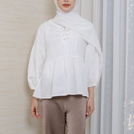 KATUN ASOKA Shara Blouse 2625 - Raya Collection Ruched Blouse Long Puff Sleeve Cotton Poplin