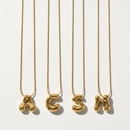 NECKLACE COL. 5 • Non Tarnish 18K Gol Plating • 3D Bubble Chunky Initial Letter Necklace Diamond LN1