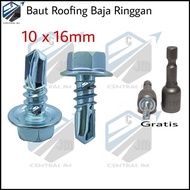 PAKET Baut Baja Ringan 1 Pack [ 100 Pcs ] Ukuran 10 x 16mm - Skrup Mata Roofing Spandek Reng Kanal C