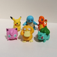 6 pcsset Pokemon Pikachu Charmander Psyduck Squirtle Jigglypuff Bulbasaur Bulbasaur Anime Figures To