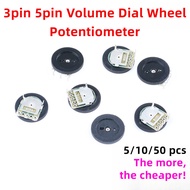 50pcs/5pcs 16*2mm 3pin 5pin volume Dial Wheel Potentiometer Gear Switch for Radio 1K 2K 5K 10K 20K 5