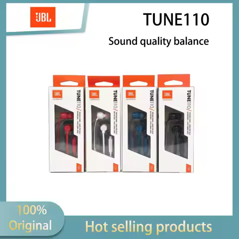 JBL Wired In Ear Headphones TUNE110 With Mic Dynamic Driver Deep Bass Noise Isolating Soft Ear Tips 