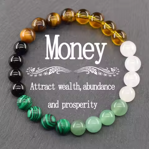 Fengshui Attract Wealth Good Luck Fashion 8mm Natural Stone Beaded Bracelet for Women Bracelet Jewel