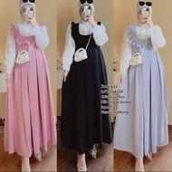 PROMO!! Selena Dress Bahan Crinkle AIRFLOW Ruby Dress Crinkle Mix Brukat Dress Busui Gamis Wanita