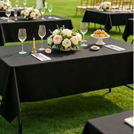 4pcs 137x183cm Black Disposable Rectangular Plastic Tablecloth, Suitable For Birthday Party, Wedding