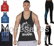 Gymshark GYM Shark Bodybuilding Weightlifting Singlet Men Top  Long pants
