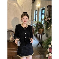 Autumn Winter Daughter French Short Jacket Women High Waist Suit Two-Piece Suit Fujiafrench styleCla